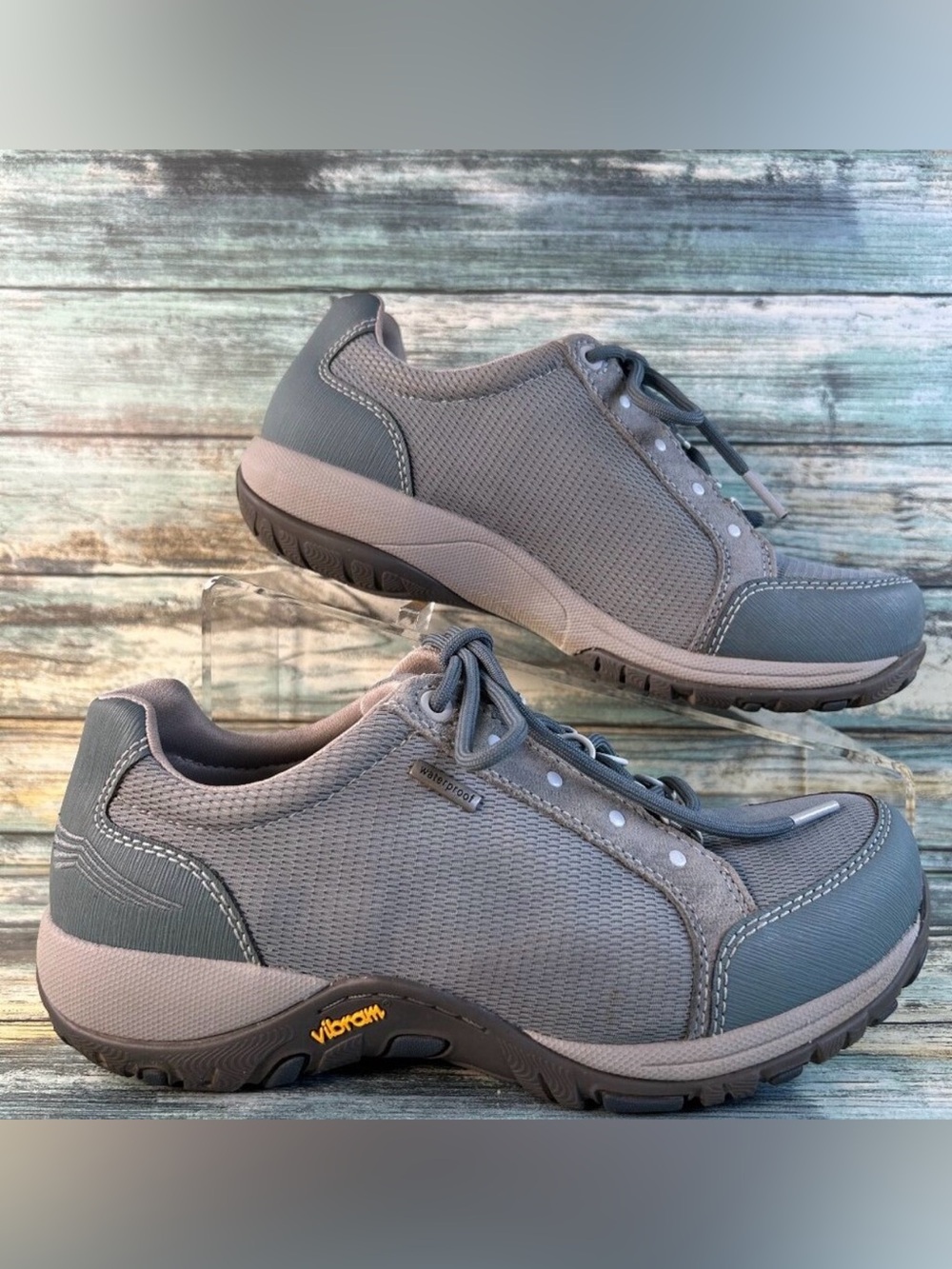 Dansko Peggy Sneakers Size 5.5-6 Blue Leather Fabric Waterproof Vibram Walking